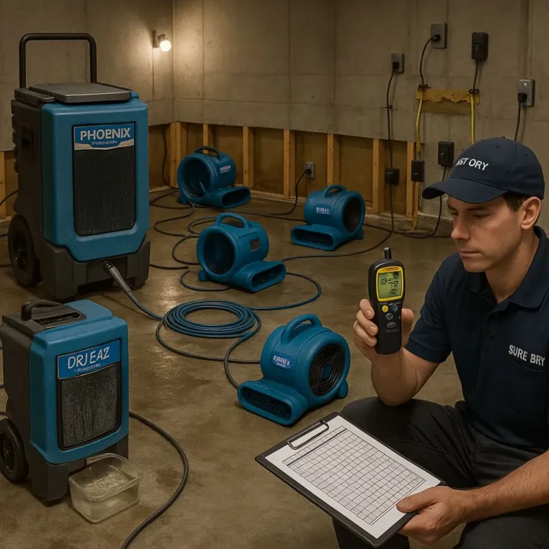 Structural Drying and Dehumidification process in Burien, WA
